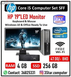 HP Computer Set I5 3.10Ghz With 256GB SSD HP 19"HD Monitor 4GB RAM 0