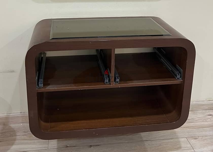 TV table Wall Mounted Round Design with Glass Base 0