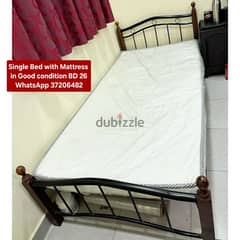 Single bed with mattress and other items for sale with Delivery 0