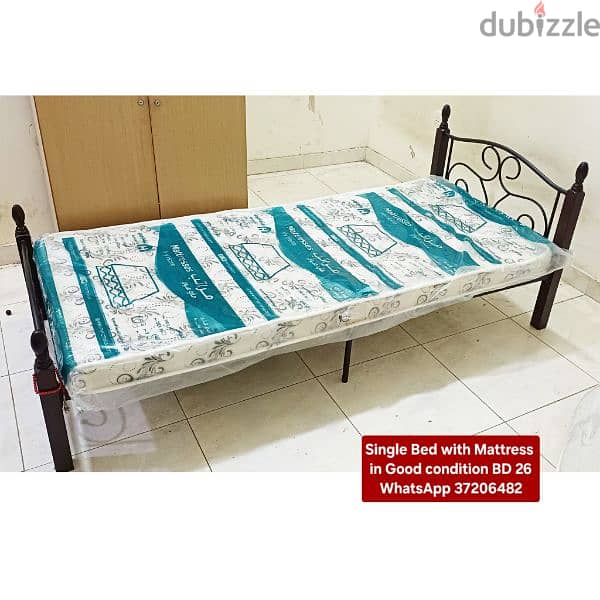 Single bed with mattress and other items for sale with Delivery 1