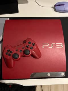 PlayStation 3 with two controllers and two games - Red version