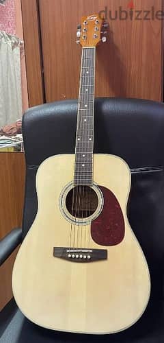 Acoustic Guitar with a Guitar bag, Capo and Picks.