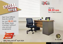 Limited time Office Offer until April 30 - 58 BHD/Month-3year contract