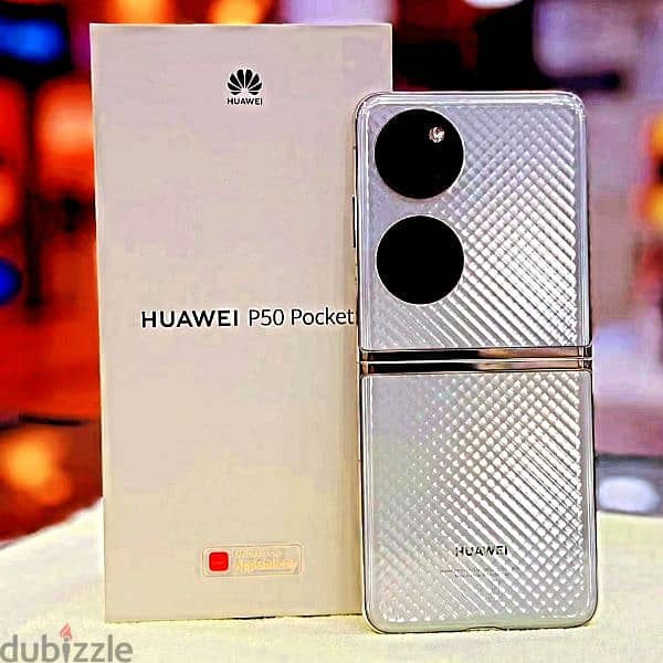 Huawei p50 pocket flip premium model new condition box and accessories 0