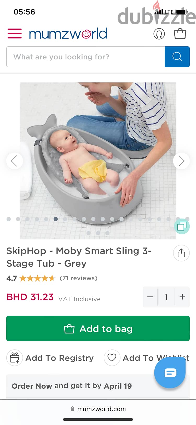 SkipHop - Moby Smart Sling 3-Stage Tub 1
