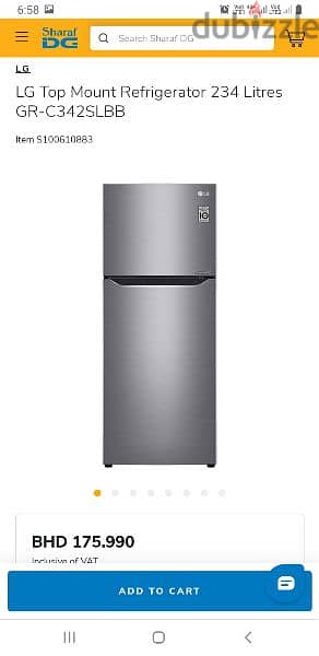 For sale , LG Top Mount Refrigerator 234 Litres GR- C342 SLBB, Very go 1