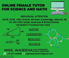 Online Tutor \ Teacher Science Chemistry Math Biology