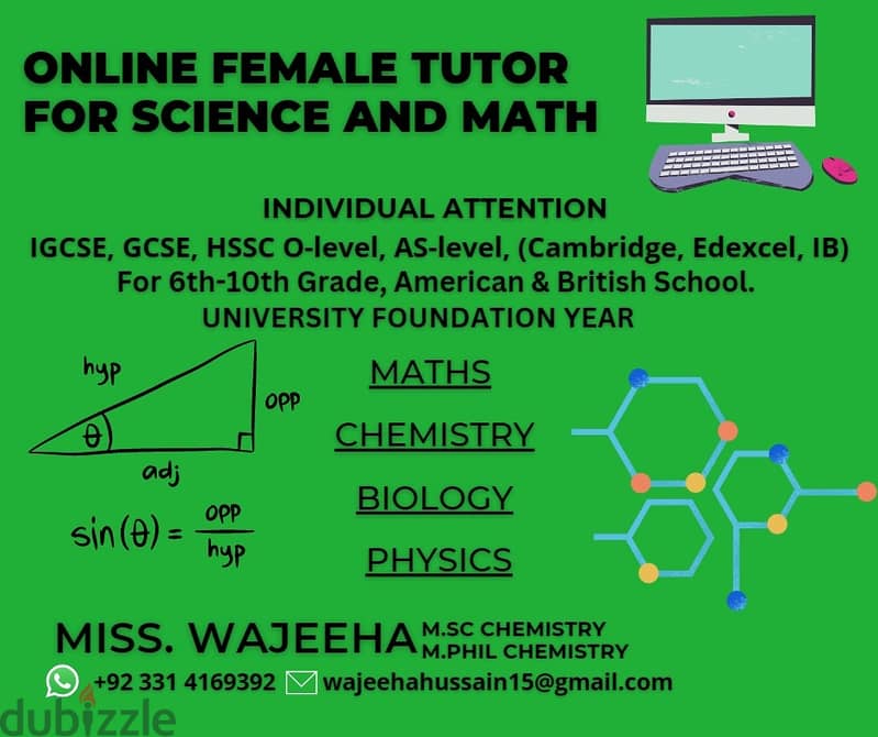 Online Tutor \ Teacher Science Chemistry Math Biology 0