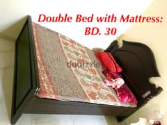 Double Bed with Mattress: BD. 30 0