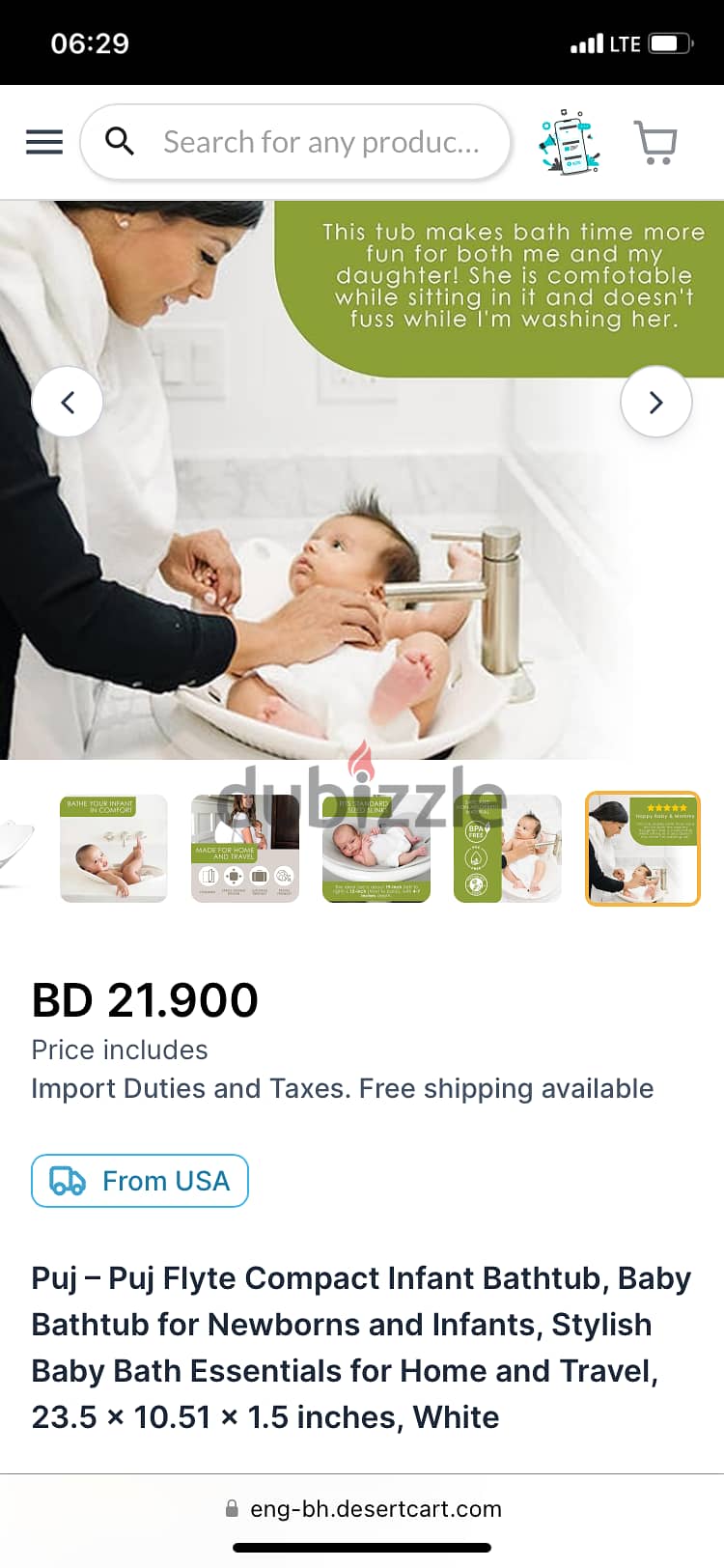 Puj Flyte Compact Infant Bathtub, white 1