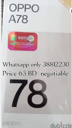 OPPO A78 8GB + 8GB extendable Ram, 256 GB memory