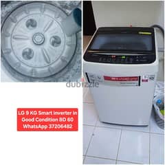 LG 9 kgg washing machine and other items for sale with Delivery 0