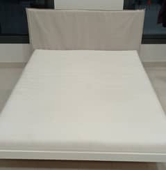 IKEA- Bed frame along with Mattress, white/Vissle beige, 14