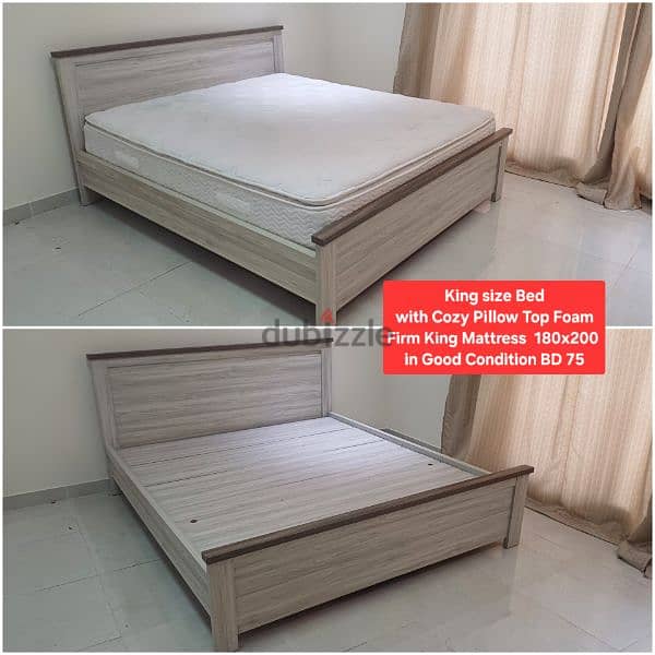 King size bed with Mattress and other items for sale with Delivery 1