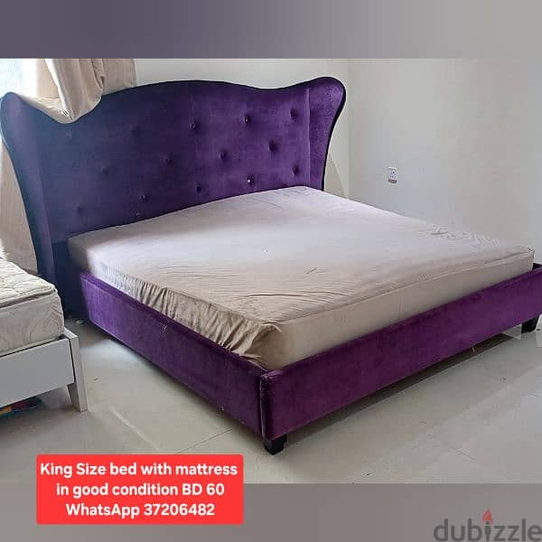 King size bed with Mattress and other items for sale with Delivery 2