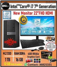 Dell Core i7 7th Gen Computer SSD 1TB 4GB Nvidia Graphic Card 16GB RAM 0