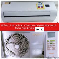 Rowa 1.5 ton split unit and other for sale with fixing 0