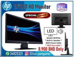 HP 19"LED HD Monitor Condition Same As New Power Cable FREE Aux Cable 0