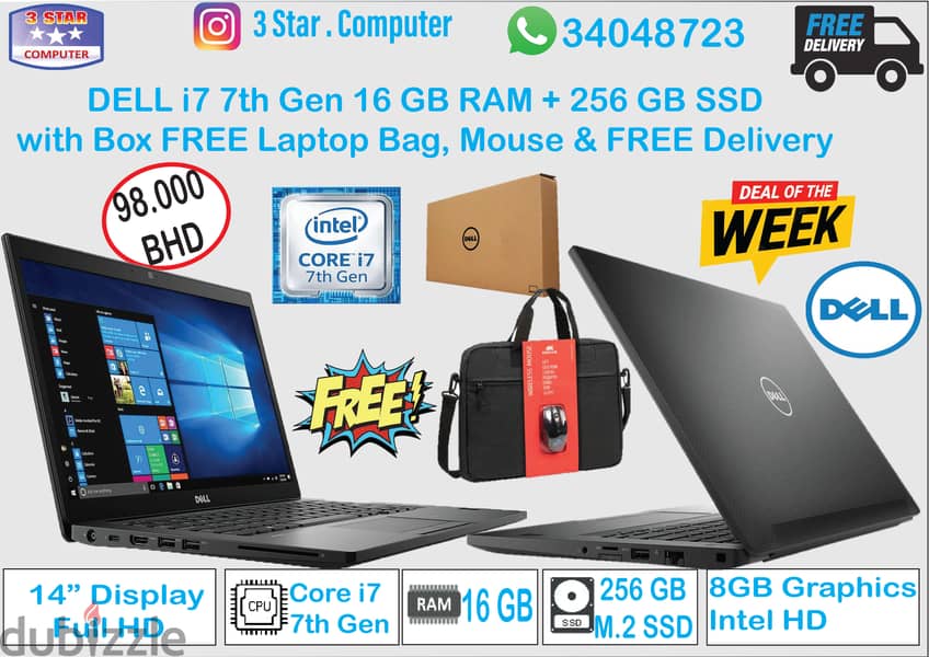 DELL i7 7th Gen 16GB Ram Laptop Same as New FREE BAG,Mouse, Delivery 2