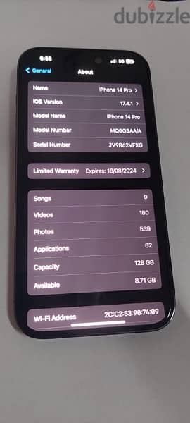 Iphone 14 pro deep purple 95%battery 2