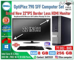 Dell Computer Set Brand New 22"Boder Less Monitor Core I5 8GB RAM 0