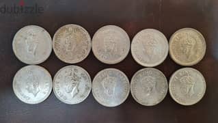 Silver British india old one rupees coins 10 pieces