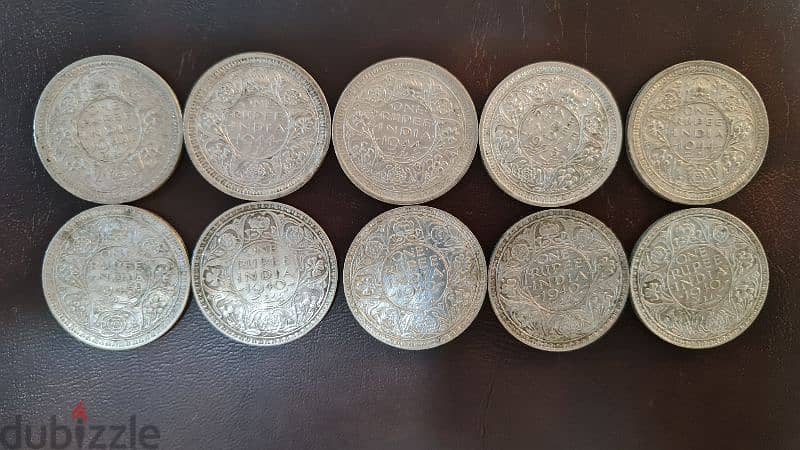 Silver British india old one rupees coins 10 pieces 1