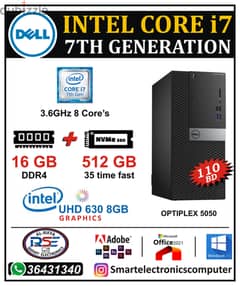 DELL Core i7 7th Generation 3.6 GHz Computer 16GB RAM + M. 2 512GB SSD 0