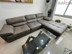 Excellent Condition L-Shape Home Centre Leather Sofa For Sale