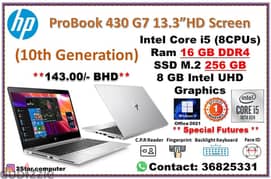 HP Core i5 ProBook 10th Gen Laptop 16GB RAM(8CPUs)Silver Metallic Body