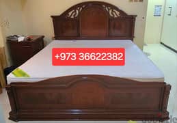 King size bed with mattress & storage side table for sale 0