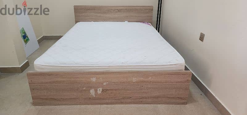 Queen size double bed with mattress for sale 1