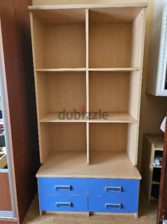 Bookcase unit with drawers