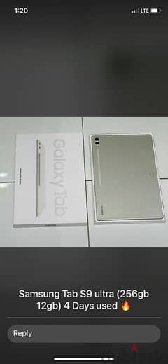 Samsung tab S9 ultra 256 gb 12)onliy 4day used