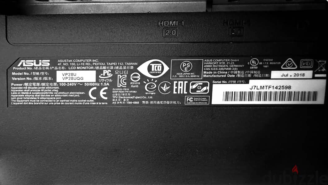 Asus 28" 4K UHD Monitor شاشة اسوس عالية الوضوح للألعاب والكمبيوتر 6