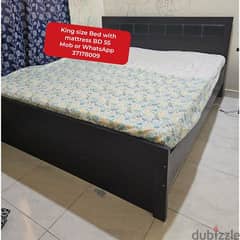 King size Bed with mattress and other household items sale for sale