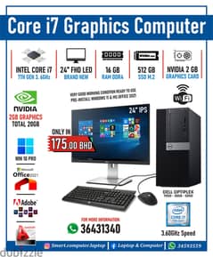 DELL i7 7th Generation 3.6GHz Computer Nvidia Graphic Card 24" FHD LED