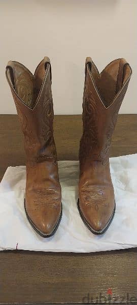 JUSTIN mens leather Cowboy boots - USA Size 12D - Tan colour 2