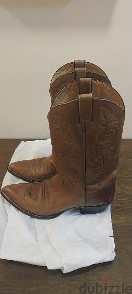 JUSTIN mens leather Cowboy boots - USA Size 12D - Tan colour 3