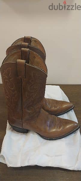 JUSTIN mens leather Cowboy boots - USA Size 12D - Tan colour 5