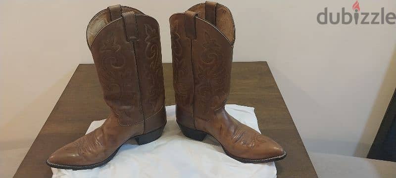 JUSTIN mens leather Cowboy boots - USA Size 12D - Tan colour 6