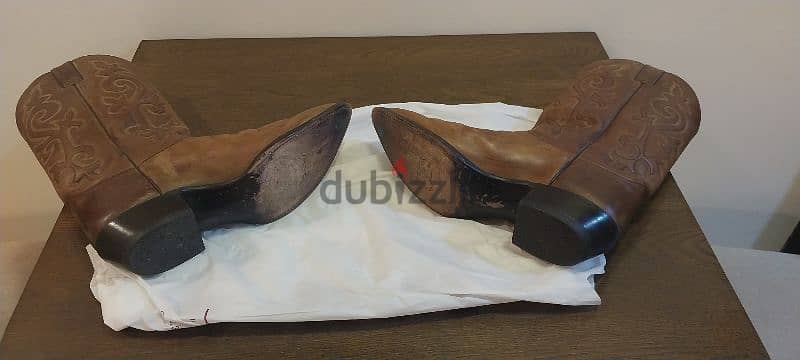 JUSTIN mens leather Cowboy boots - USA Size 12D - Tan colour 7