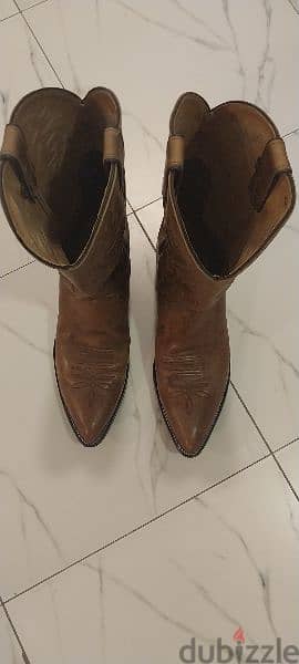 JUSTIN mens leather Cowboy boots - USA Size 12D - Tan colour 8