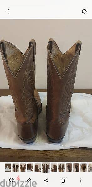 JUSTIN mens leather Cowboy boots - USA Size 12D - Tan colour 4