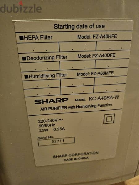 Sharp Air Purifier & Humidifier 2