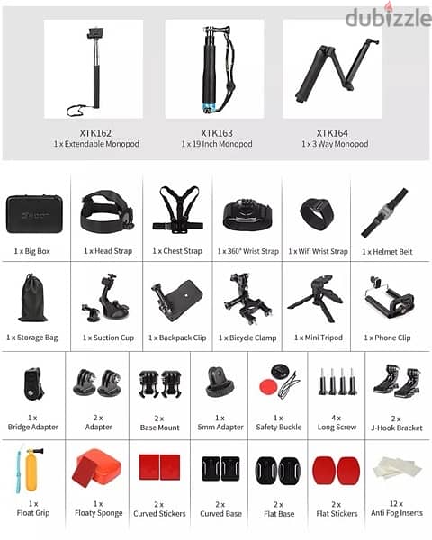 GoPro Hero Series Accessories Kit for GoPro Hero 12 11 10 9 8 7 10