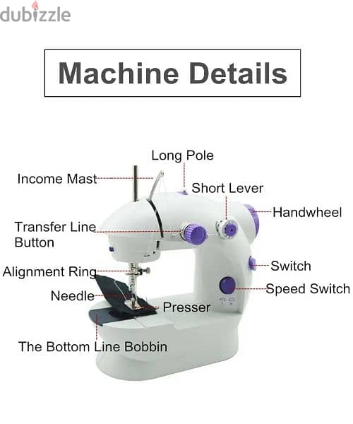 MINI SEWING MACHINE WITH LIGHT CUTTER FOOT PEDAL 4