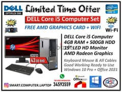 DELL Core i5 WIFI Computer Set 19" LED HD Monitor (FREE AMD GPU Card)