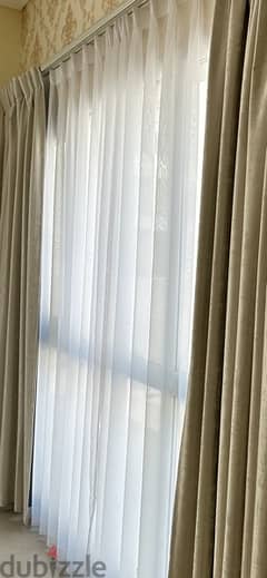 2 white chiffon curtains for sale