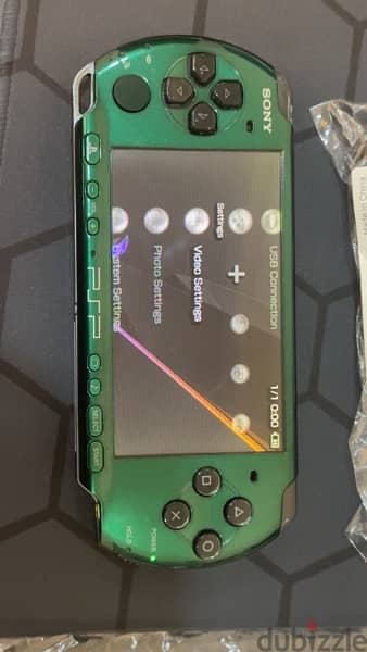 psp 3000 green,new battery new usb charger :  128gb hacked 3